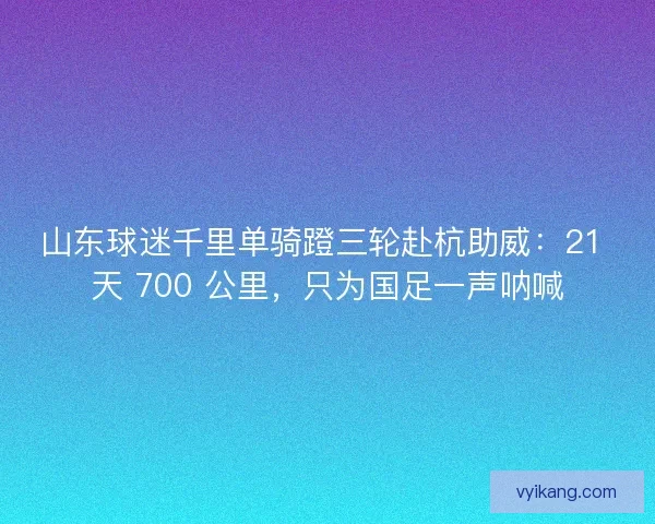 山东球迷千里单骑蹬三轮赴杭助威：21 天 700 公里，只为国足一声呐喊